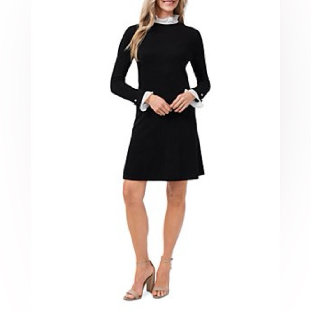 NWT CECE pleated ruffle trim sweater dress - size Large - MSRP $165 CAD
